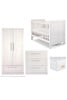 Atlas 4 Piece Cotbed with Dresser Changer, Wardrobe, and Essential Fibre Mattress Set- White image number 1